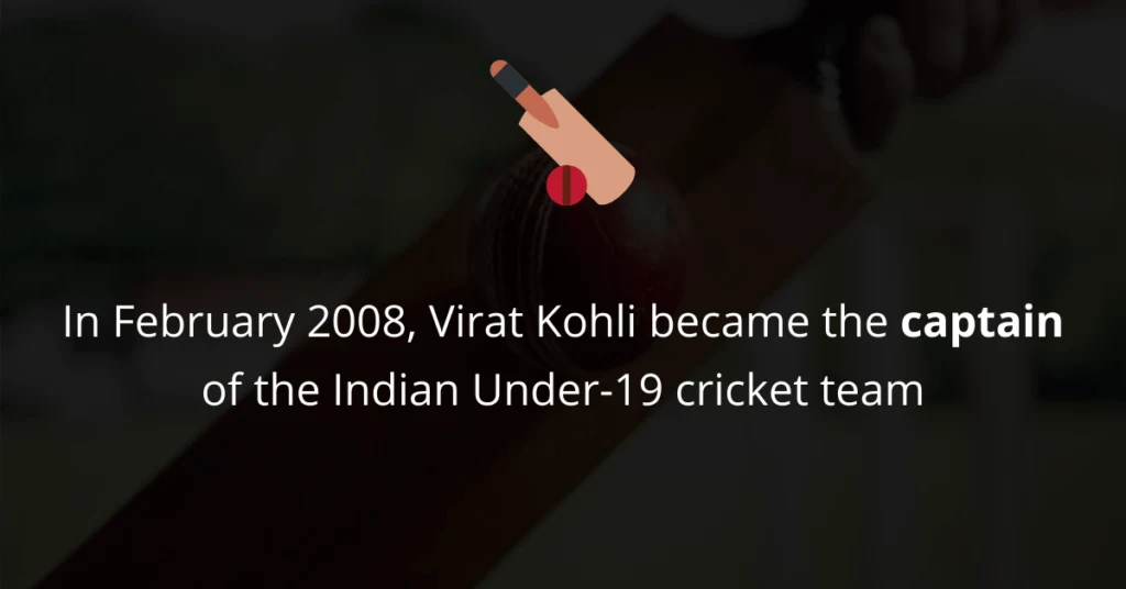 Virat Kohli became the captain of the Indian Under-19 cricket team